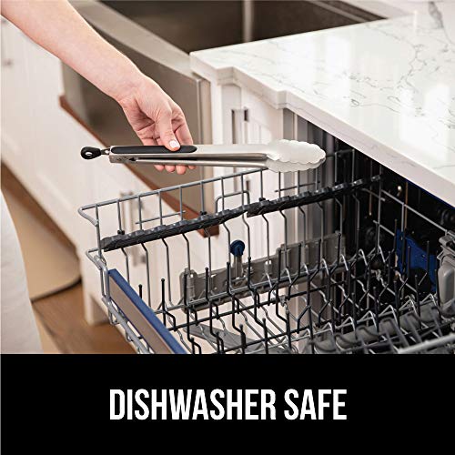 Gorilla Grip Stainless Steel Metal Tongs, 12 Inch, Heat Resistant up to