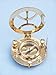 Hampton Nautical Solid Brass Round Sundial Compass with Rosewood Box, Brass