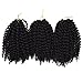 Silike Marlybob Kinky Curl Crochet Hair 8 Inch (3 Bundles/pack) Mali Bob Crochet Braiding Hair Afro Kinky Curl Hair Extension(1#)