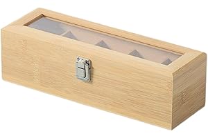 MCMUZKZS Tea Storage Case Wooden Tea Organizer Compartment Chest Clear Lid Table Desktop Storage Coffee Station for Suitable 