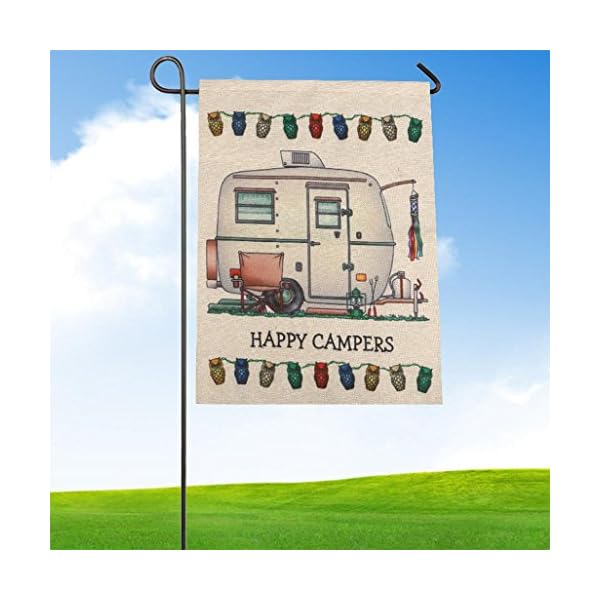 ZTY66-Outdoor-Home-Decor-Flax-Garden-Flag-HAPPY-CAMPERS-126-x-18-Motor-Homes-Pattern-One-sided