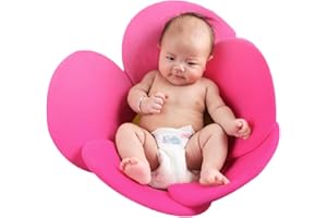 KAKIBLIN Flower Baby Bath Mat, Baby Bath Flower Infant Bathtub Mat Baby Sink Bath Cushion for Newborn, Red