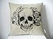 Decorbox Cotton Linen Square Decorative Fashion Throw Pillow Case Cushion Cover Black White Rose Skull 18