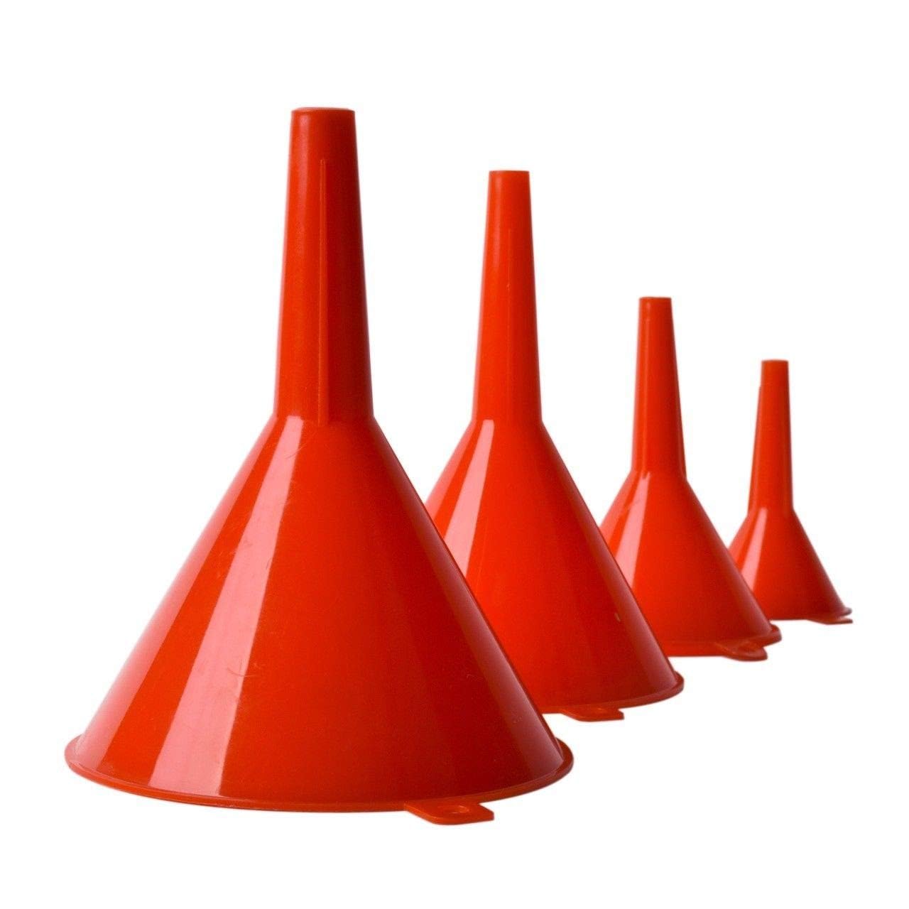 Plastic Funnel, 4Pcs Standard Round Funnel for Filtering Liquids and Filling Container in Kitchen Laboratory - 125mm / 100mm / 75mm / 55mm