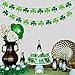 St Patricks Day Decorations 4PCS Felt Shamrock Garland Banner - NO DIY Shamrock Clover Garland Banner for St Patricks Day Decor - Dark Green Light Green for Irish Party Supplies