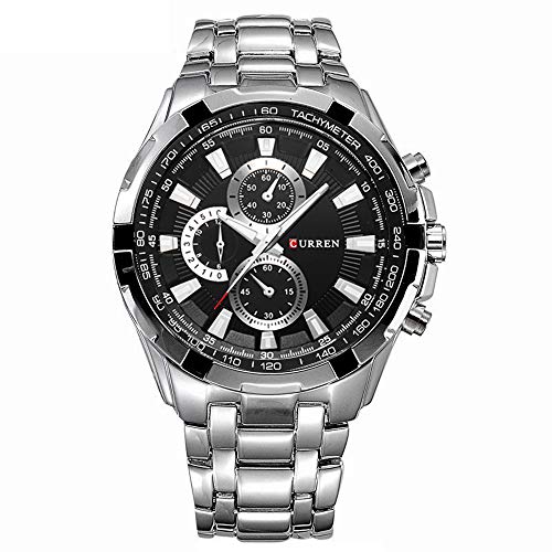 Curren - Reloj analógico de Cuarzo para Hombre, Correa de Acero Inoxidable Impermeable