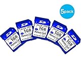 Emarth Secure Digital(SD) Flash Memory Card with High Speed 1GB(5 pack) Blue