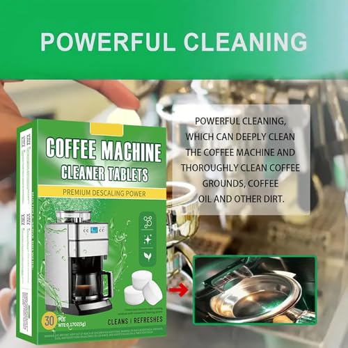 Uniiking® Coffee Machine Cleaner Descaler Tablets - 30 Count, Compatible with Breville, Gaggia, Delonghi, Jura, Philips, Nespresso - Universal Descaler for Espresso Machines