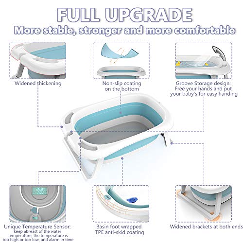 SURPCOS 4-in-1 Portable Baby Folding Bathtub, Collapsible Infant to Toddler Space Saver Foldable Bath tub, Anti Slip Skid Proof (Blue) - Thumbnail 2