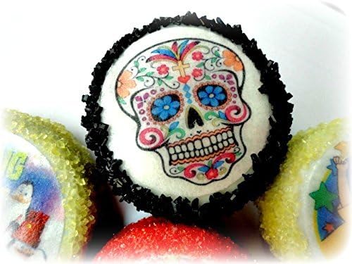 HALLOWEEN Day of the Dead Sugar Skull Edible Image Chocolate Dipped Covered Sandwich Cookies dessert artisan gourmet gift box set rustic bow party favors hostess gift