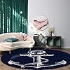 Round Area Rugs 3 ft Nautical Navy Blue Anchor Soft Floor Carpets Indoors/Outdoor Living Room/Bedroom/Children Playroom/Kitchen Mats Non Slip Yoga Carpets