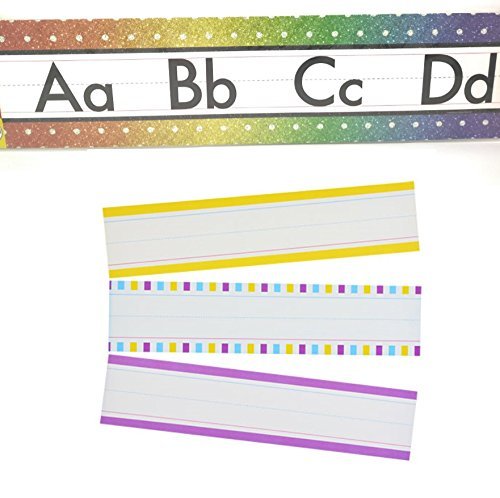 Teaching Tree Manuscript Alphabet Bulletin Back to School Board Set Creative Strips School Office Scholastic Teacher Bulletin Trim Wall Border Decal Classroom Decoration Rainbow Strips