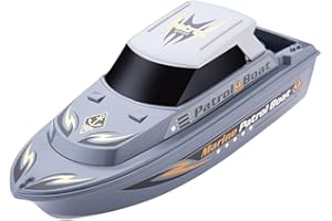 NEXTAKE Electric Marine Patrol Boat - Coast Guard Vessel Police Speedboat Ship Model with Siren and Light (Grey 3)