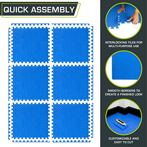 ProsourceFit Exercise Puzzle Mat ½ inch, 24 SQ FT, 6 Tiles, EVA Foam