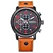 GOHUOS Men's Leather Strap Stainless Steel Sport Analog Quartz Wrist Watch Brown