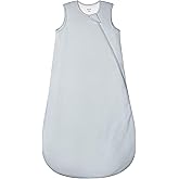 Supersoft Rayon Made from Bamboo Sleep Sack 3-6 Months Newborn Sleep Sack 0-3 Months 1.0 Tog Baby Wearable Blanket with 2-Way Zipper Unisex Sleeping Bag for Babies All-year-around - Gray
