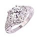 Psiroy 925 Sterling Silver Plated Round Cubic Zirconia Floral Cocktail Ring for Women Size 8