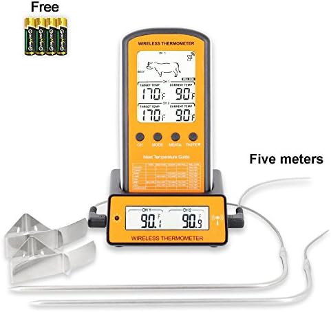 TOROAST Wireless Remote Digital Cooking Meat Thermometer Dual Probe for Grilling Smoker BBQ Food Thermometer - Monitors Food from 300 Feet Away- Waterproof