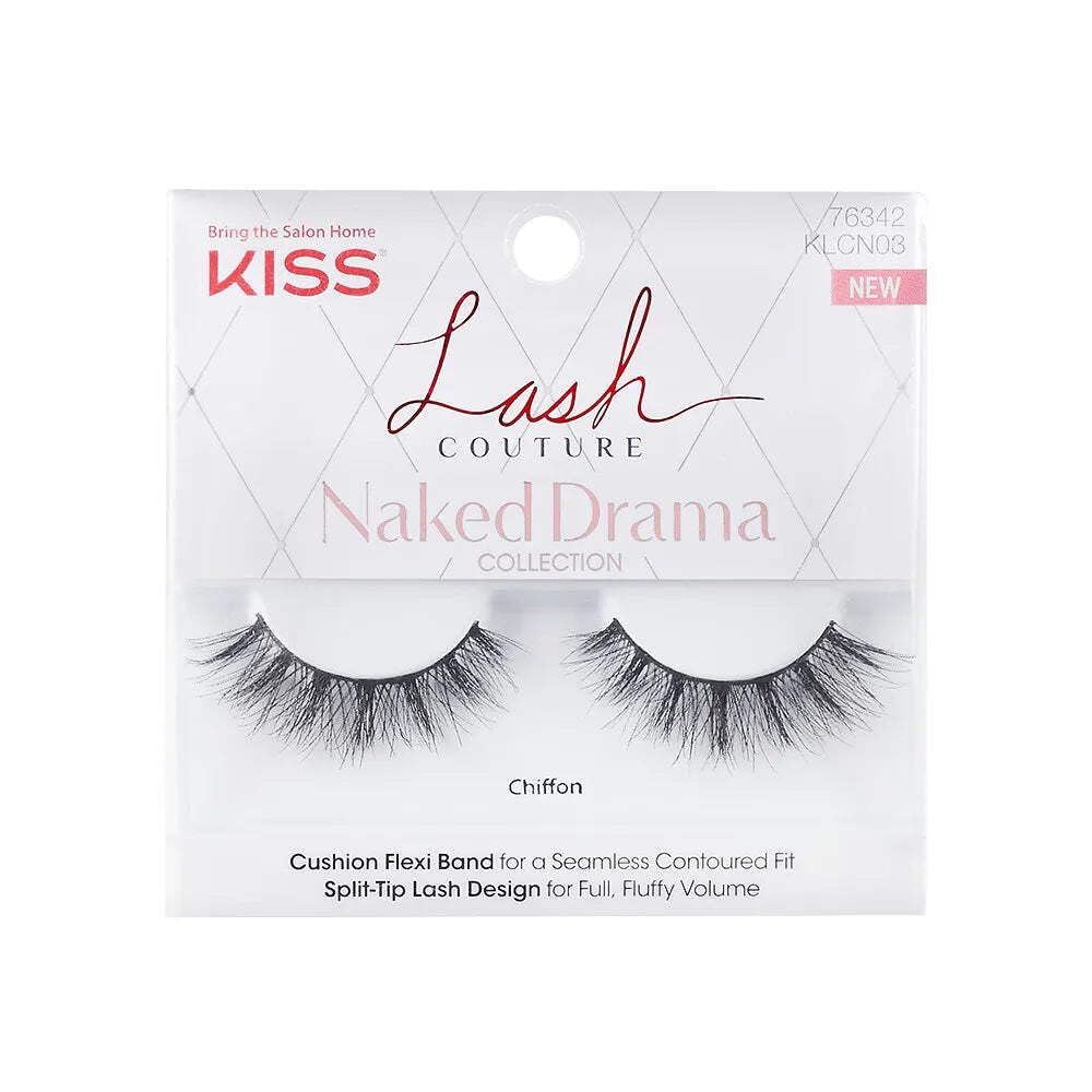 Photo 1 of KISS Lash Couture Naked Drama False Eyelashes, 'Chiffon', Cushion Flexi Band, Contact Lens Friendly, Easy to Apply, Reusable Strip Lashes, Includes 1 Pair of Fake Lashes