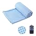 Yoga Towel,Hot Yoga Mat Towel – Sweat Absorbent Non-Slip for Hot Yoga, Pilates and Workout 24″x72″(Light Blue)thumb 1