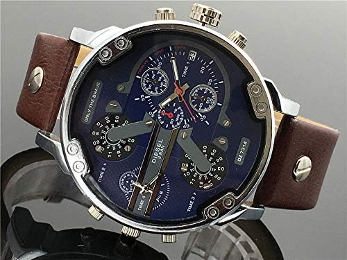 THENAUTICALMART Diesel Men's DZ7314 Mr. Daddy 2.0 Wrist Watch 4 Time Zone Brown Leather Band