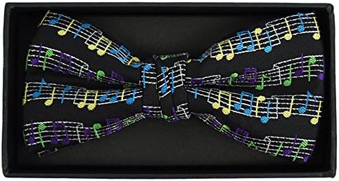 Men's Colorful Musical Music Notes Banded Pre-Tied Bow Tie