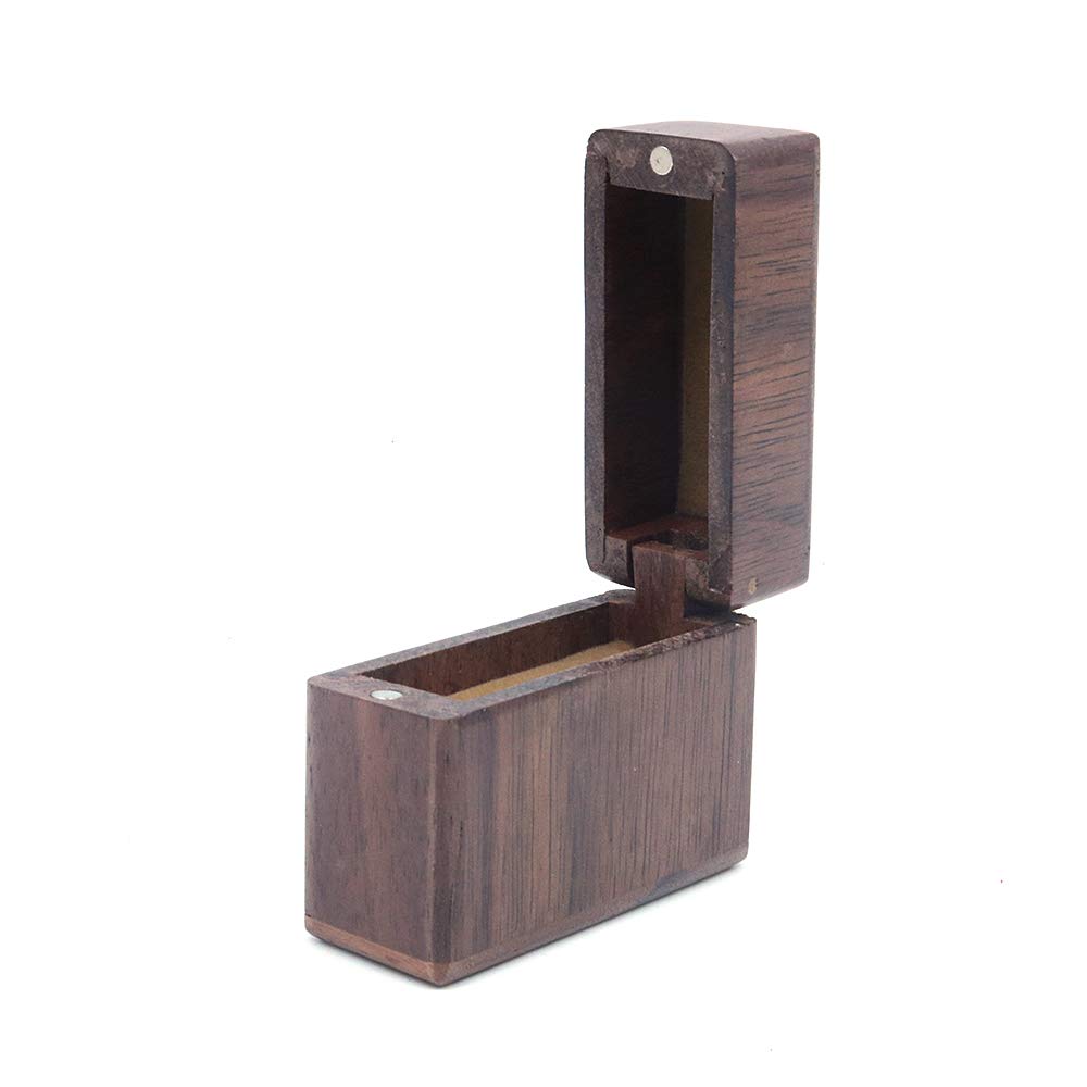 Shiwaki 1.9"x0.7"x1.6" Wood Ring Box Engagement Ring Box Wedding Ring Box Jewelry Ring Box Wood Oval Shape Handmade Decorative Boxes Mini - Walnut Wooden