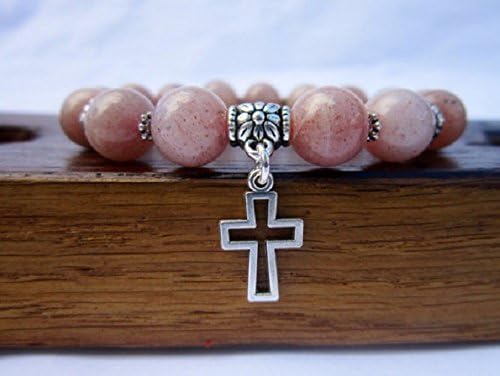 Peach Moonstone Bracelet, Third Eye &amp; Crown Chakra Bracelet, Peach Moonstone Yoga Meditation Bracelet, Peach Moonstone Intuition Bracele