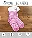 Pembrook Knit Slipper Socks - Soft and Warm Faux Shearling Lining and Non Skid Tread Sole - Timeless Pink Snowflake Design - Great Plush Slip On House Slippers For Adults, Women, Girls