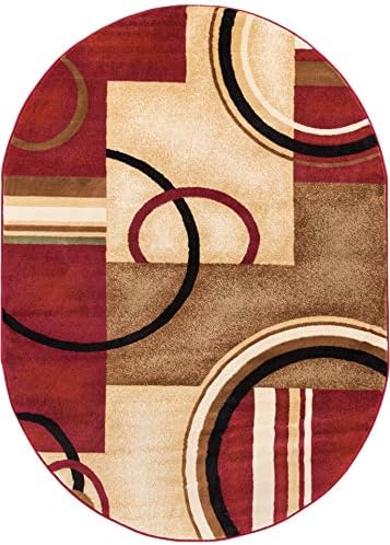 Well Woven Barclay Arcs & Shapes Red Modern Geometric Area Rug 53" X 610" Oval