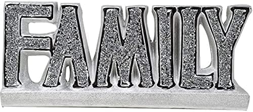 Silver Crushed Diamond Mirrored Family Letter Floating Wall Shelf Crystal Modern Sparkly Bling Family Sign Living Space Into A Haven Of Elegance And Sophistication Mesmerize Your Guests