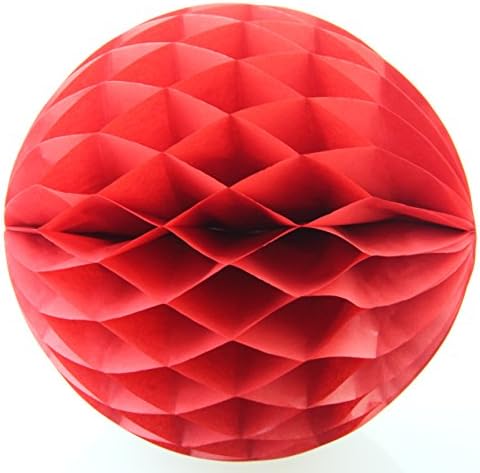 Umiss Tissue Paper Honeycomb Ball Assorted Colors Hanging Party Supplies in 6 inch Pack of 10 (Red)