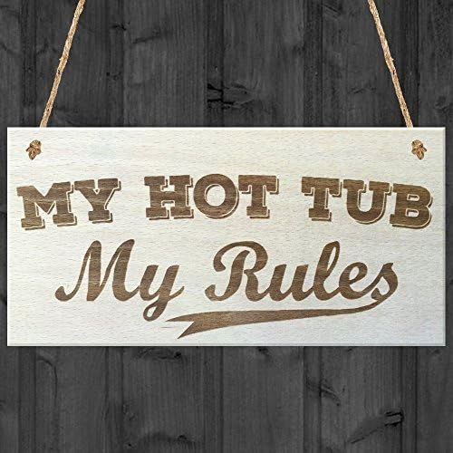 Alvis Petty My Hot Tub My Rules Novelty Wooden Hanging Plaque Jacuzzi Pool Funny Gift Sign
