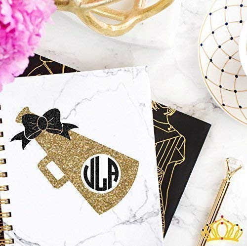Cheer Monogram Vinyl Decal Sticker, Cheerleading Megaphone Gift for Cheerleader, Custom Size and Colors with Glitter Options Available