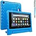 Case Compatible All-New Fire 7 2017 and 2015 with Screen Protector and Stylus, AFUNTA Convertible Handle Stand EVA Protective Case and PET Film Compatible Amazon 7 inch Tablet (7th and 5th Generation) - Blue