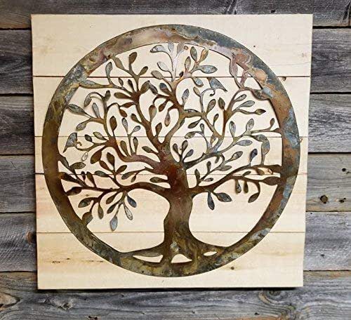 Small Tree of Life Rustic Metal Art White