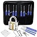 Lock Pick Set, Practice Lock, 17-piece Picking Lock Tools, Transparent Cutaway Crystal Pin Tumbler Keyed Padlock Lock, Training Locks for Lockpicking, Extractor Tool for Beginner and Pro Locksmiths