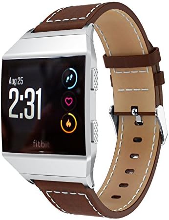 CMBro Top Leather Material Watchband Strap Watch Band For Fitbit Ionic (Coffee)