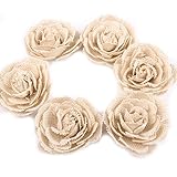 6 Pack Hessian Burlap Rose Flowers for Wedding Party Decoration (6cm)
