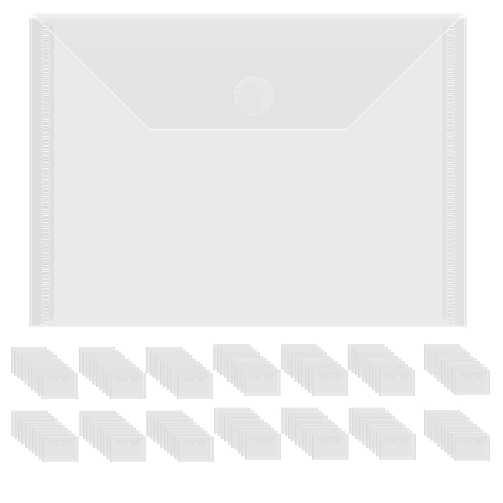Briartw 140 Storage Envelopes Hook and Loop Closure,7x5 Resealable Plastic Envelopes Pockets for Cutting Dies Stencil Crafts Organizer Holder,Clear Storage Bag for Clear Stamp,Die Cuts,Photo