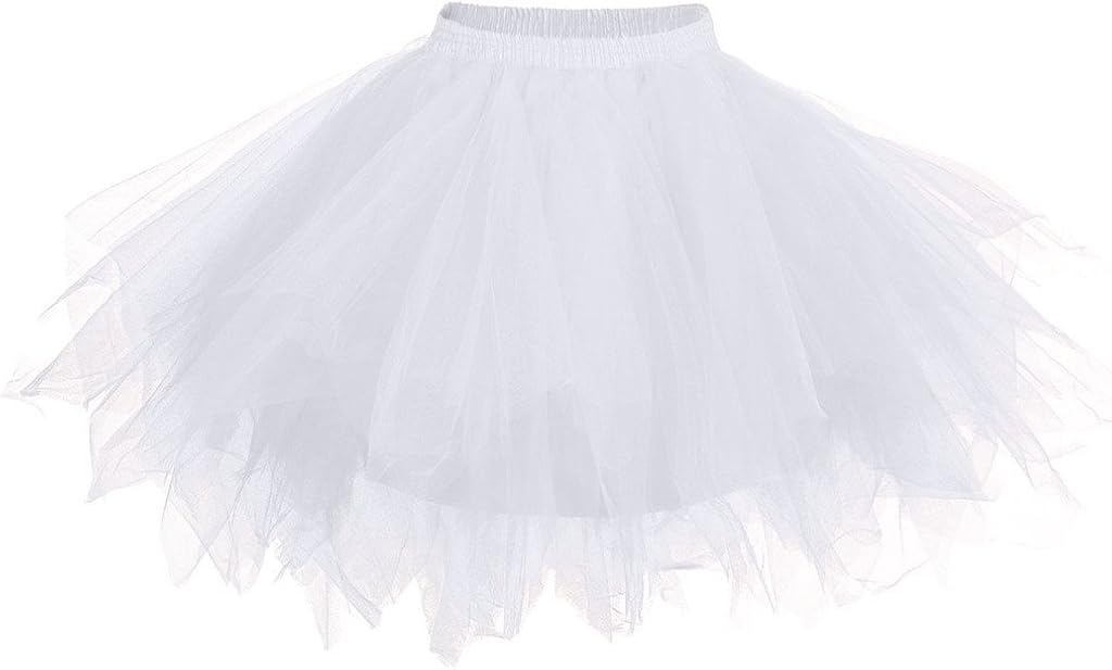 Adult Women 80's Tutu Skirt Layered Tulle Petticoat Halloween Tutu: Clothing