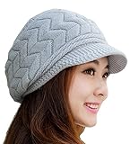 Cuca Dunna Winter Cap Women Knitted Hats Girl Fashion Slouchy Wool Beanie Ski Berets Hat with visor Snapback Caps, Grey