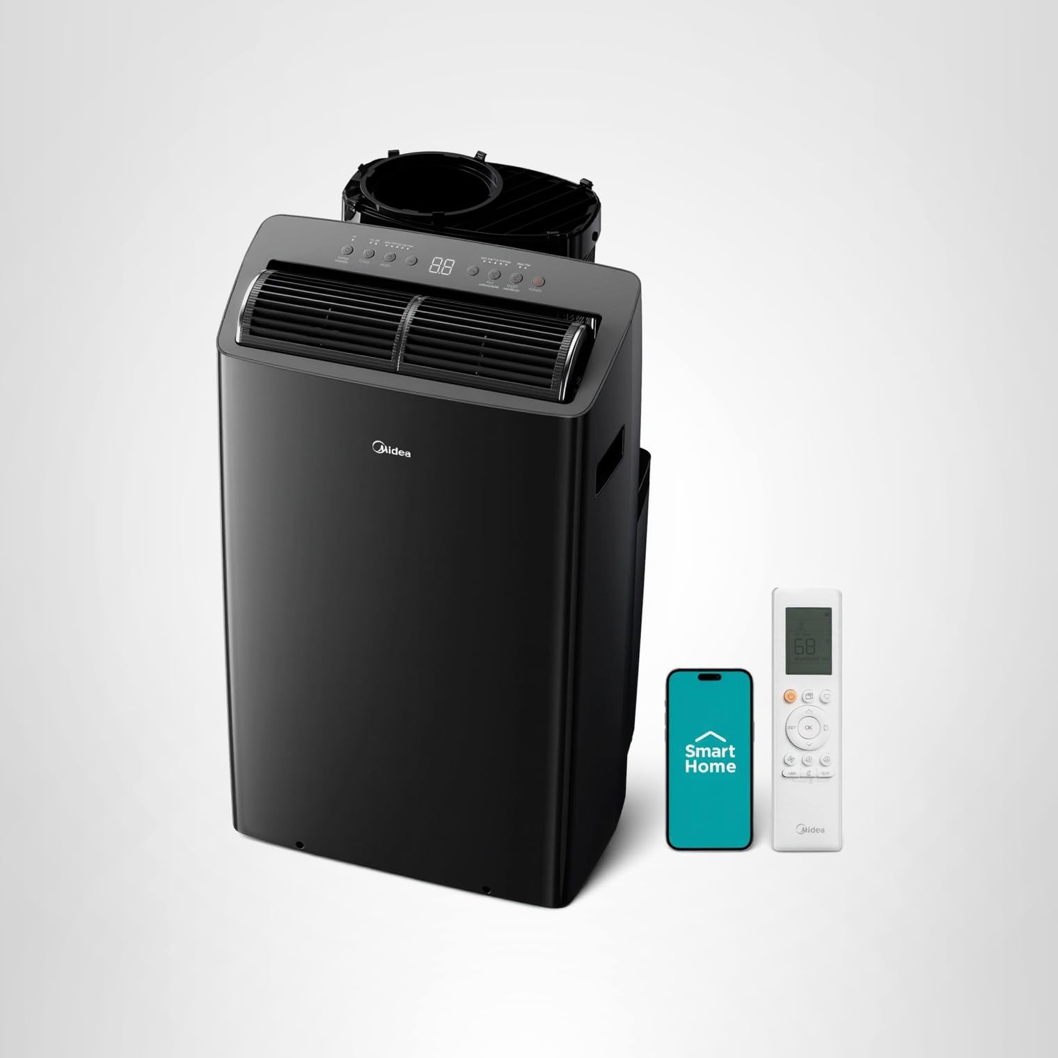 Midea Duo 14,000 BTU (12,000 BTU SACC) High Efficiency Inverter Ultra Quiet Portable Air Conditioner, with Heat up to 550 Sq. Ft., Works with Alexa/Google Assistant, with Remote Control & Window Kit