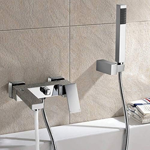 The Home Store Square Chrome Wall Mounted Bath Filler Shower Mixer Tap Bathroom Single Lever