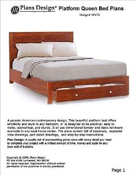American Contemporary Queen Bed Project Plans Design 3amc1 Indoor Furniture Woodworking Project Plans Amazon Com
