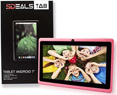 Sdeals QuadCore A33 Google Android 4.4 KitKat Tablet PC with Touchscreen, 8 gb inner storage Bluetooth, HD 0.3MP Dual Camera with flash, Google Play Pre-loaded, 3D-Game Supported (PINK)