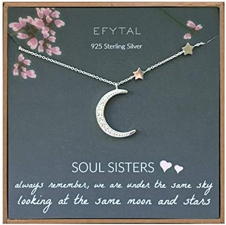 Efytal Best Friend Gifts 925 Sterling Silver Cz Crescent Moon Stars Necklace Friendship Necklaces For Soul Sisters Unbiological Sister Or Bff Pricepulse