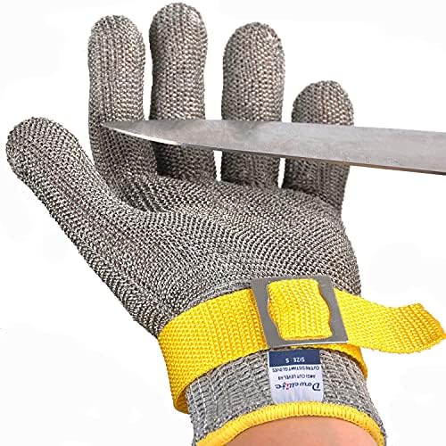 Dowellife Level 9 Cut Resistant Glove Food Grade, Stainless Steel Mesh Metal Glove Knife Cutting