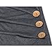 CEU Women's Short Sleeve Casual Tunic Buttons Decor Crew Neck T-Shirt Black Grey XL