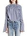 HaoDuoYi Womens Fashion Mock Neck Sleeve With Tie Back Button Top Shirt